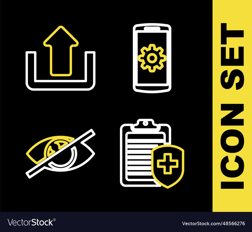 Set line setting on smartphone clipboard vector image Set line setting on smartphone clipboard