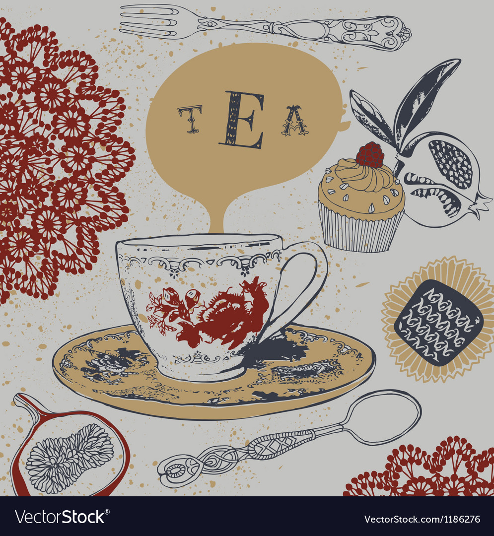 Tea Cupcakes Royalty Free Vector Image - Vectorstock