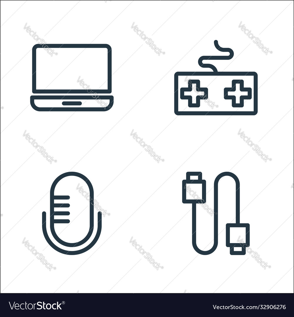Technology line icons linear set quality vector image Technology line icons linear set quality