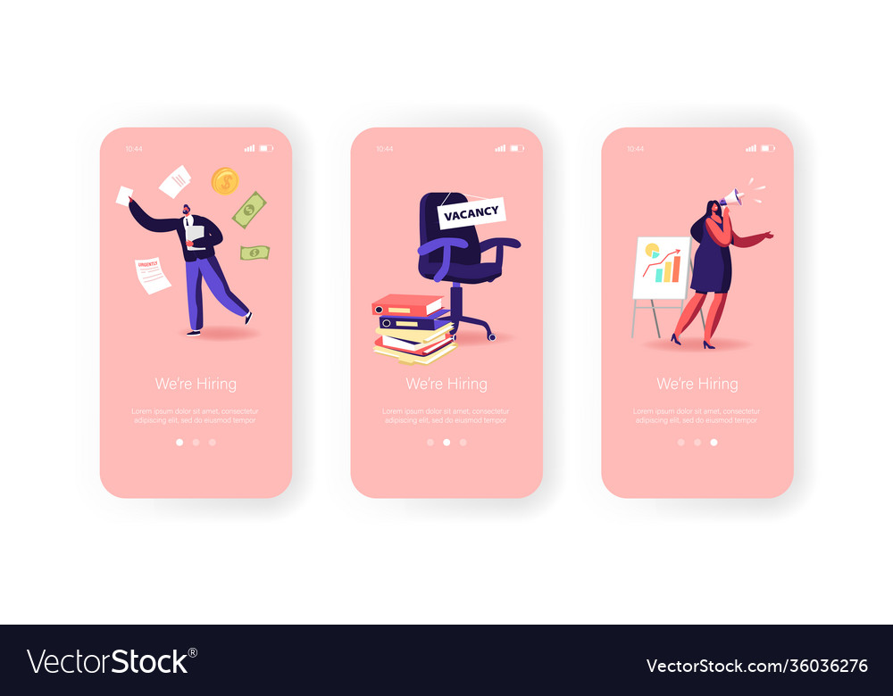 We are hiring mobile app page onboard screen
