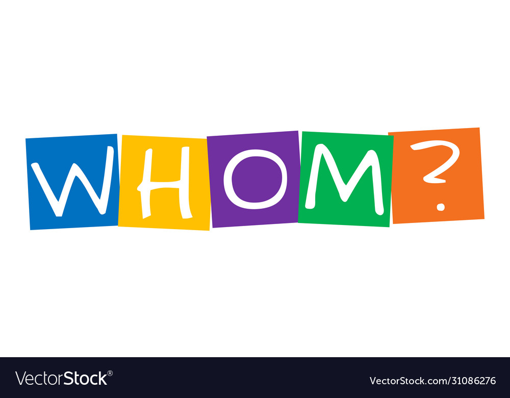 Whom question in colorful rotated squares