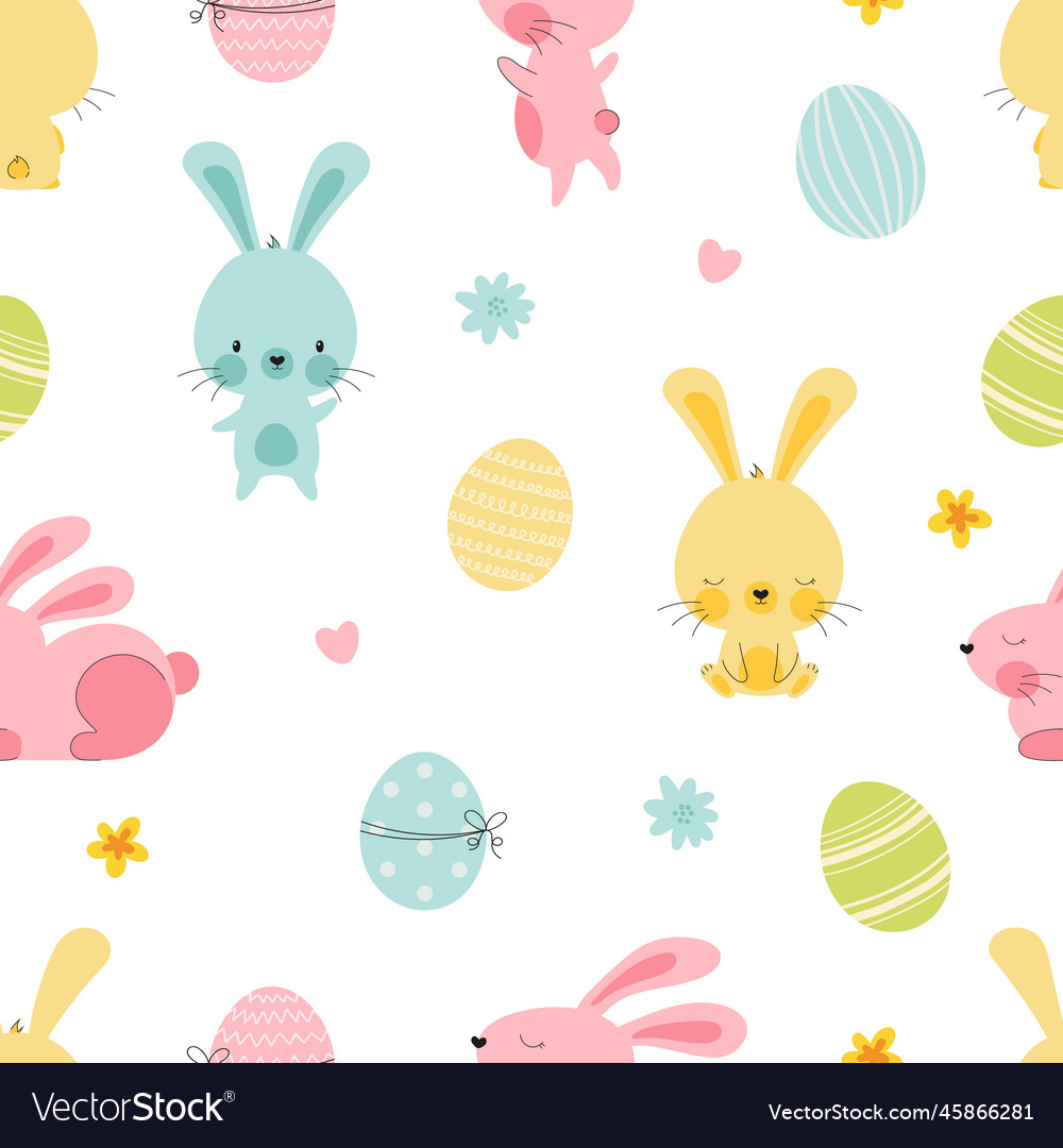Adorable Easter Bunnies & Eggs Pattern