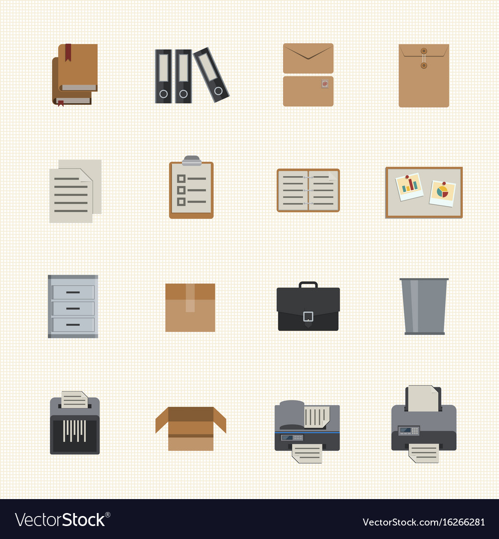 Business and office icon flat icons set