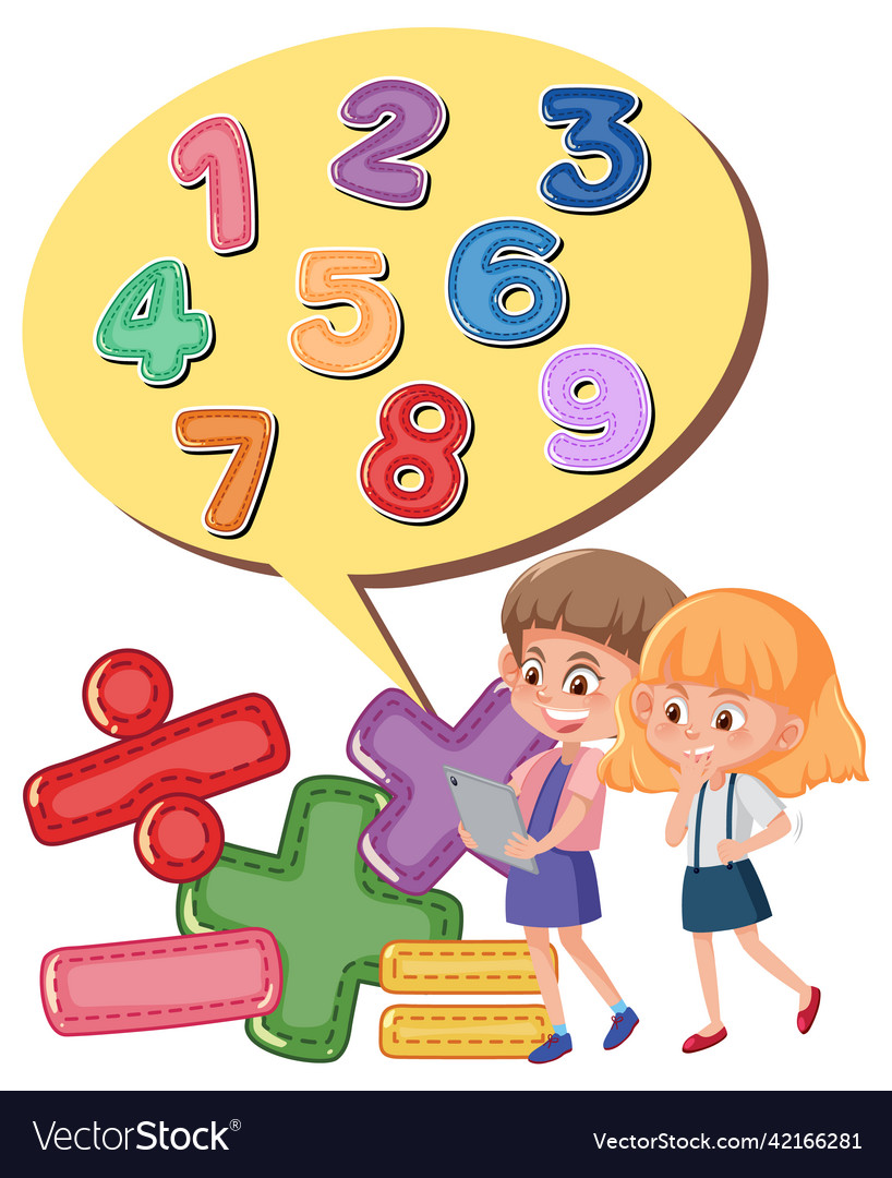Counting number 0 to 9 and math symbols vector image Counting number 0 to 9 and math symbols