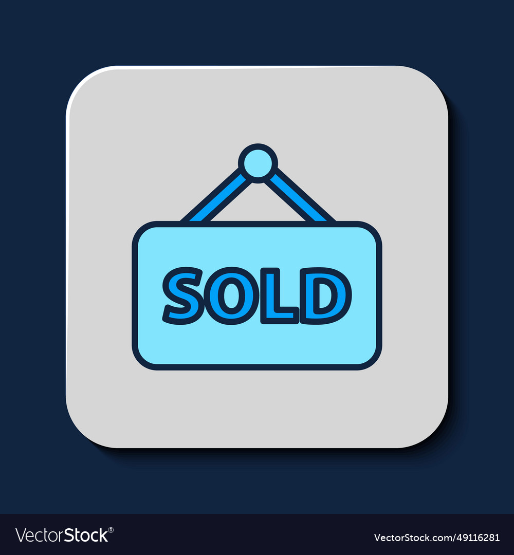 Filled outline hanging sign with text sold icon vector image Filled outline hanging sign with text sold icon