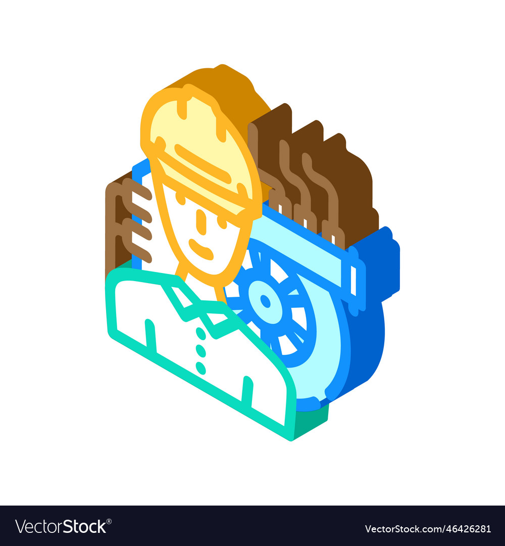 Industrial mechanic repair worker isometric icon