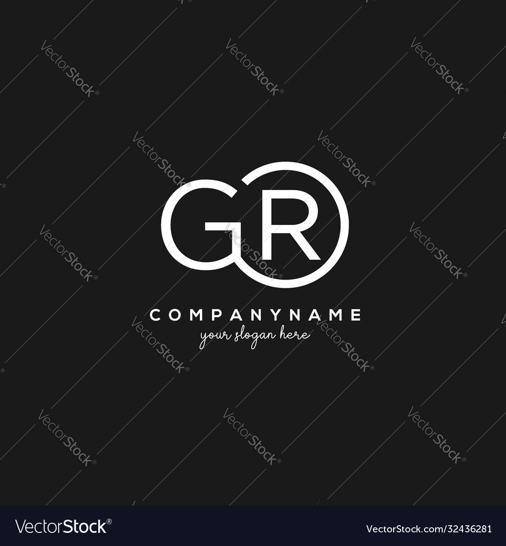 Initial gr letter logo with circle template