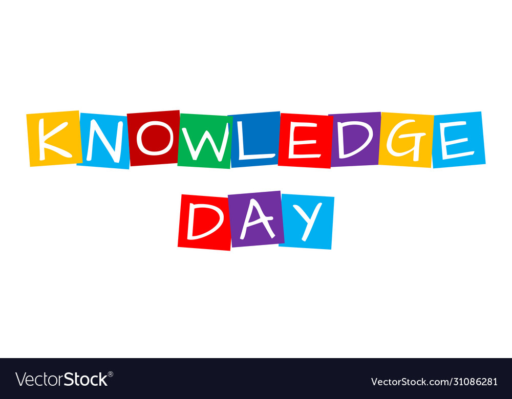 Knowledge day text in colorful rotated squares vector image Knowledge day text in colorful rotated squares