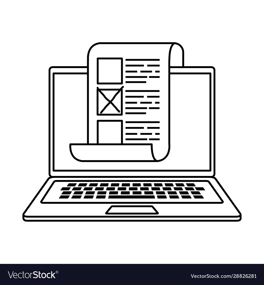 Laptop computer for vote online line style icon