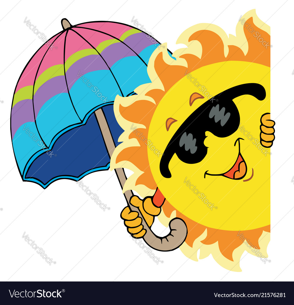 Lurking sun with umbrella Royalty Free Vector Image