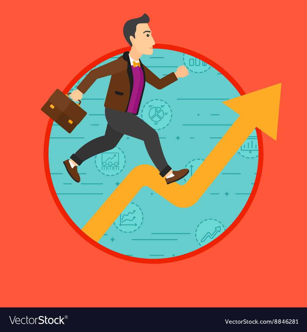 Man running on growth graph