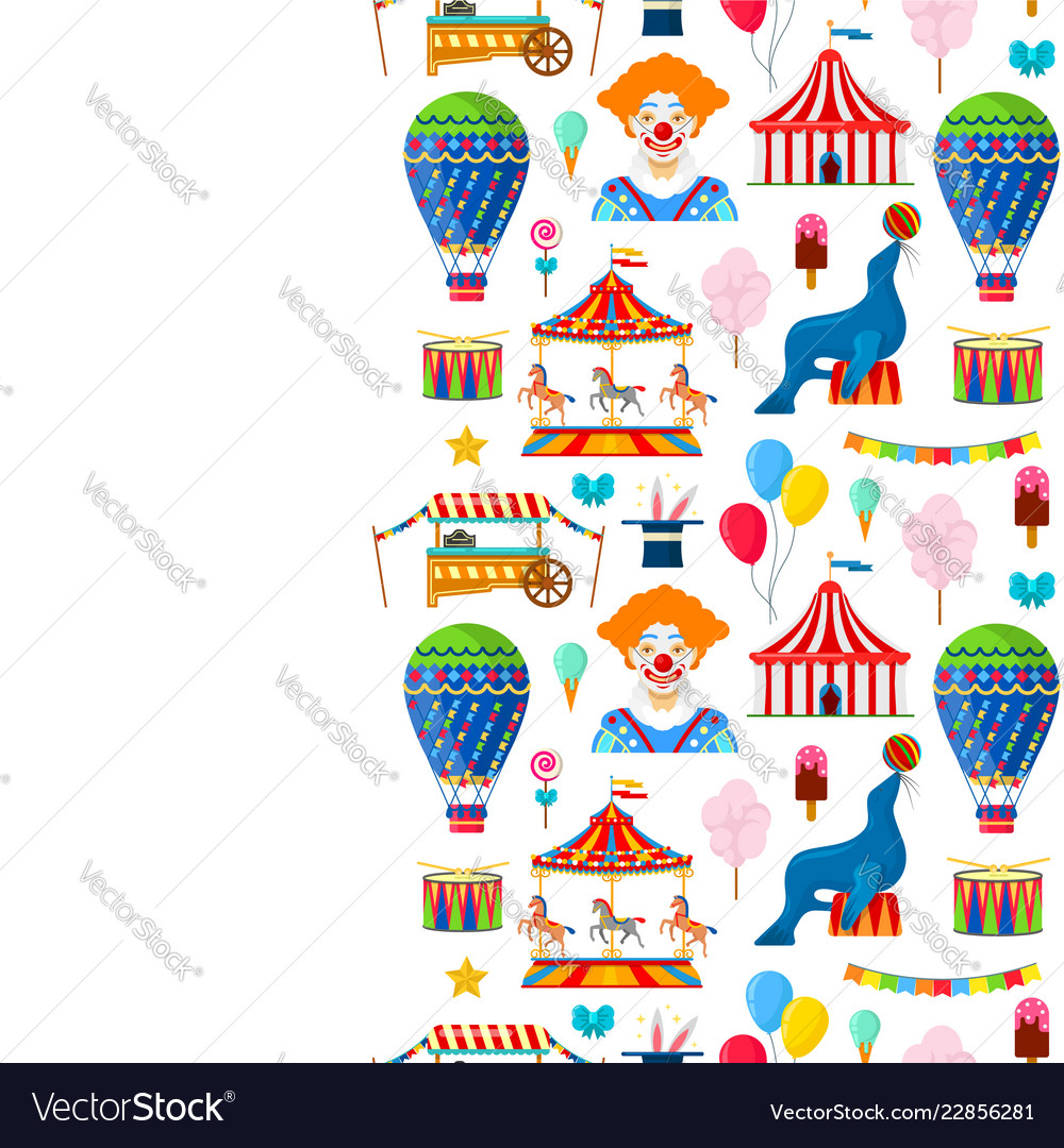 Pattern with circus and amusement elements vector image Pattern with circus and amusement elements