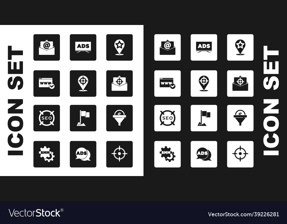 Set map pointer with star target sport website vector image Set map pointer with star target sport website