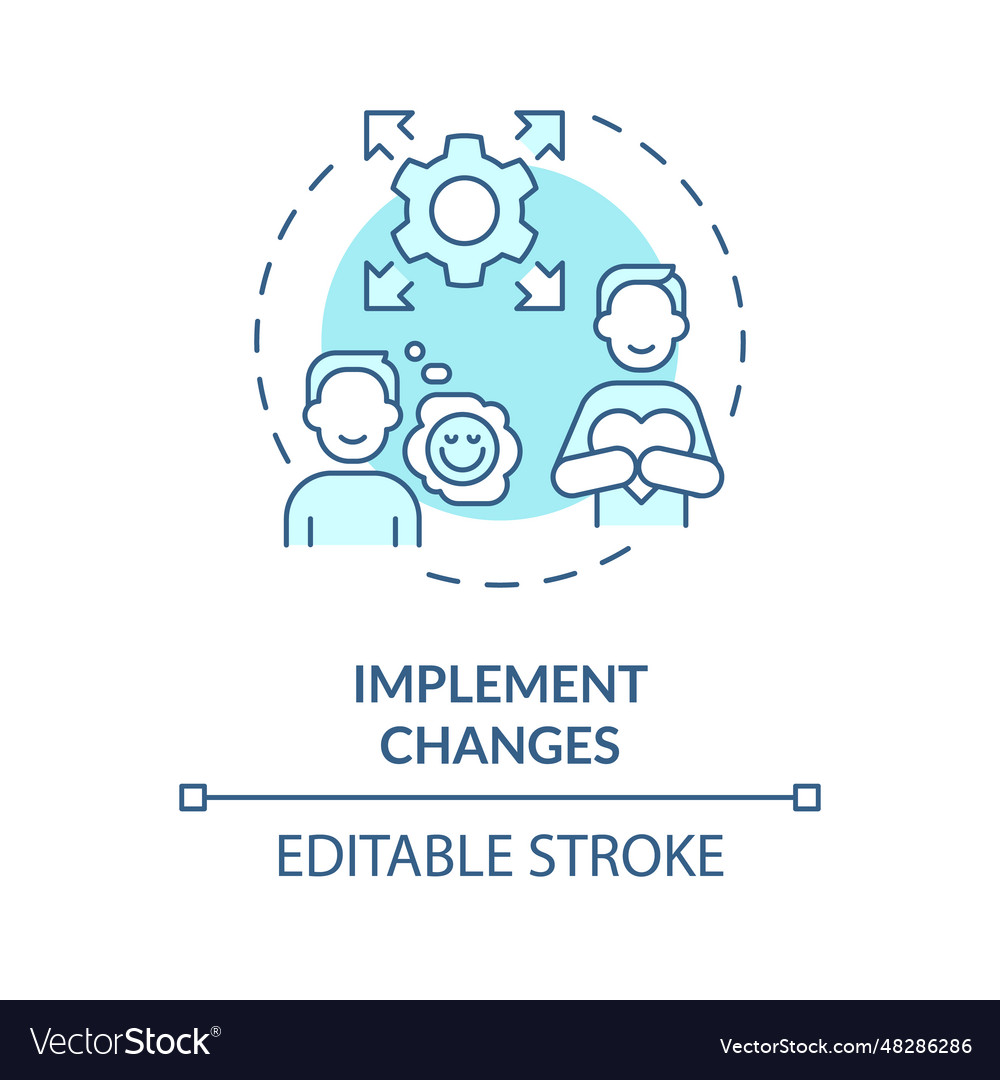 2d implement changes blue line icon concept vector image 2d implement changes blue line icon concept