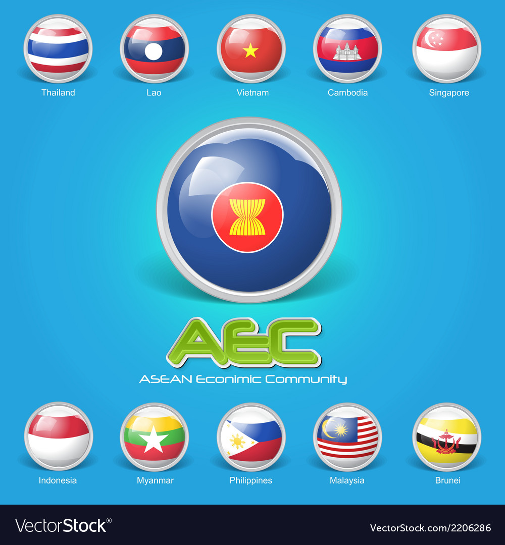 3d Flag Asean Economic Community Royalty Free Vector Image