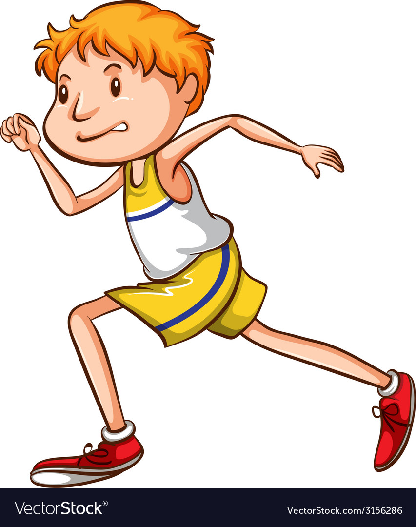 A simple drawing of a boy running Royalty Free Vector Image