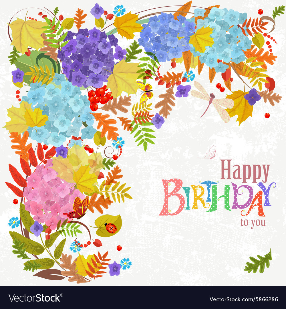 Autumn invitation card with floral elements Vector Image