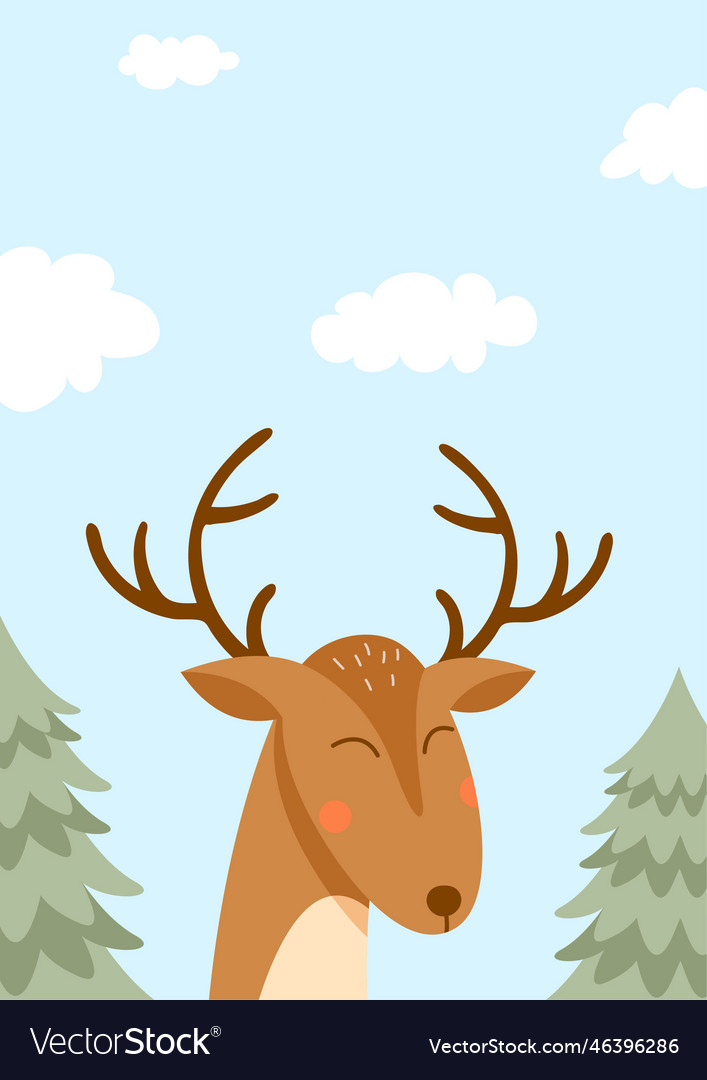 Brown deer in forest banner vector image Brown deer in forest banner