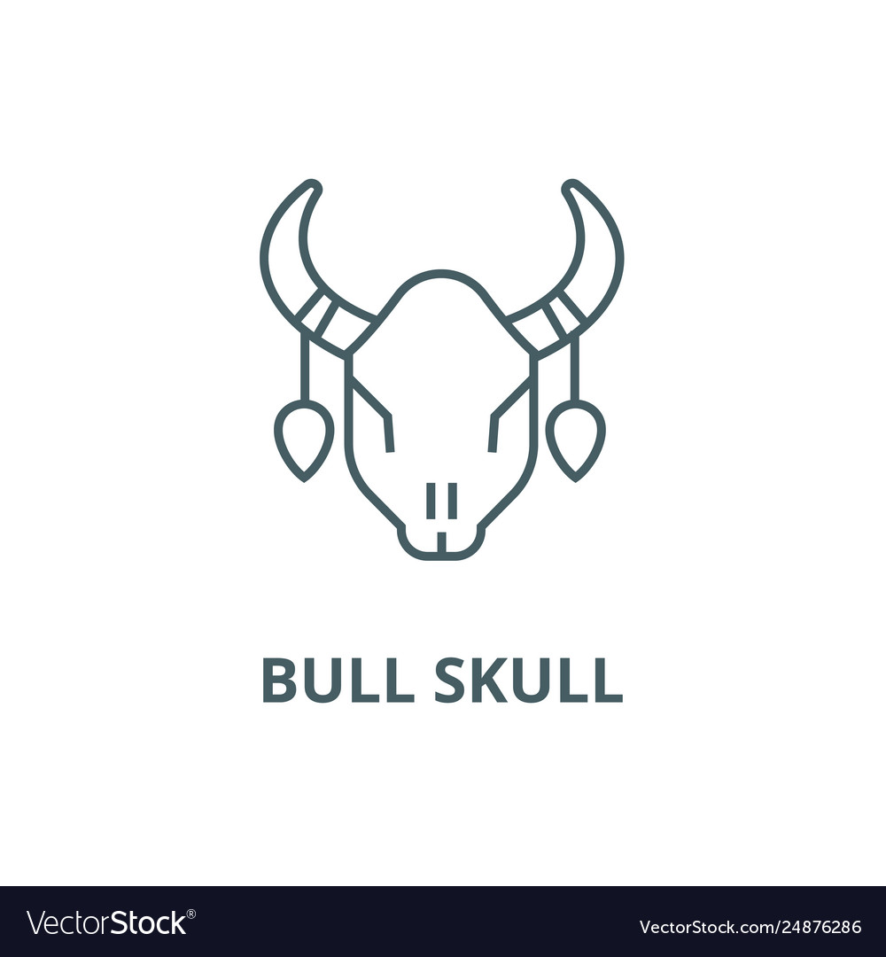 Bull skull line icon outline