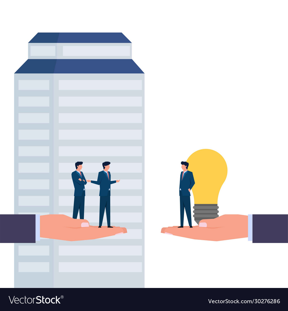 Business flat concept manager offer man with big vector image Business flat concept manager offer man with big