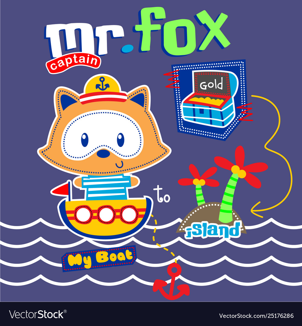 Fox sailorman cute cartoon Royalty Free Vector Image