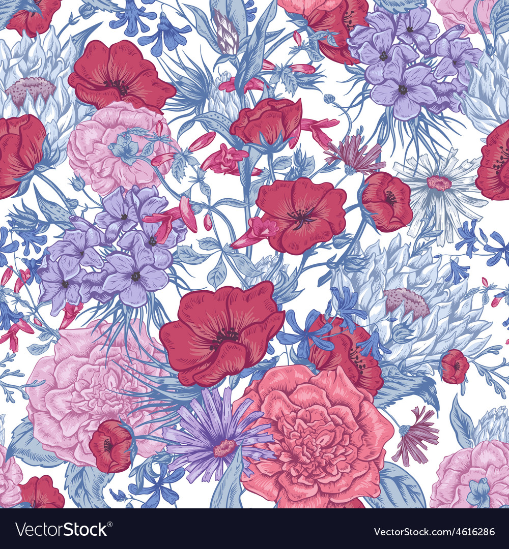 Gentle retro summer seamless floral pattern Vector Image