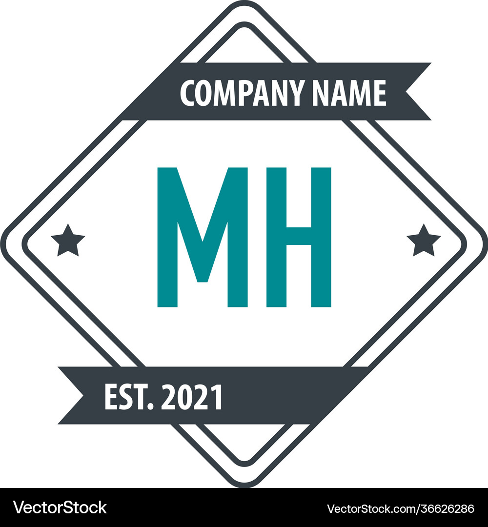 Initial letter mh rectangle design logo concept Vector Image
