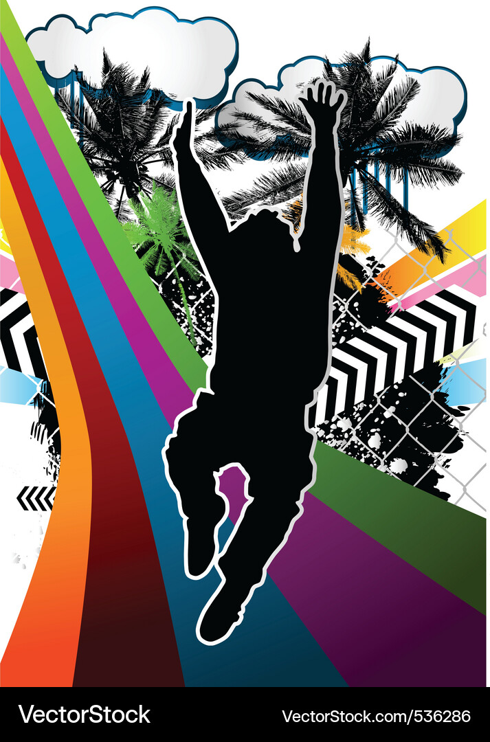 Jumping man summer background Royalty Free Vector Image