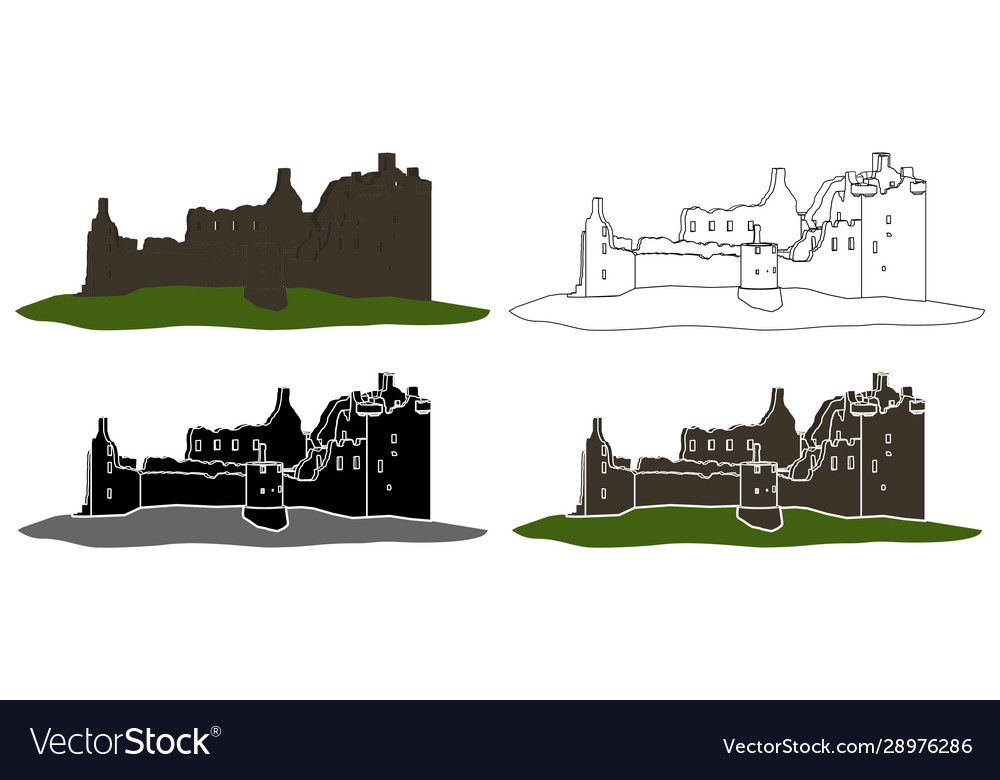 Kilchurn castle in front view Royalty Free Vector Image