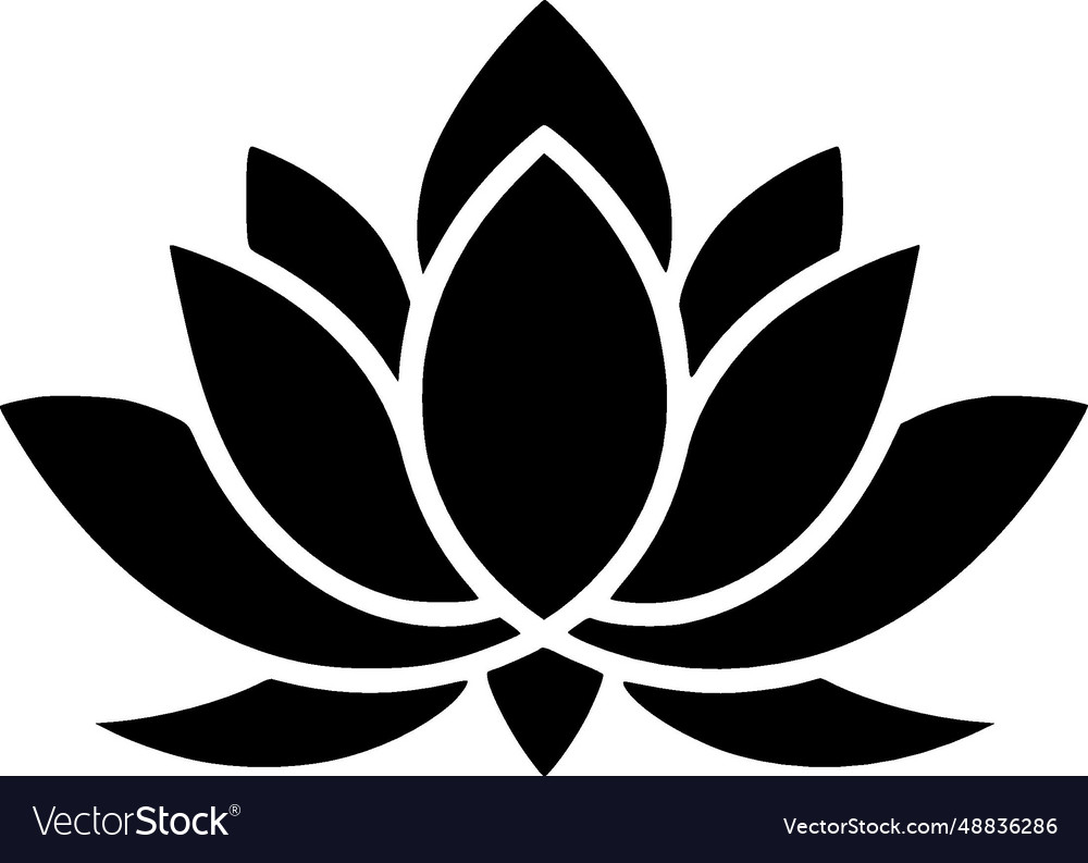 Lotus flower - black and white Royalty Free Vector Image