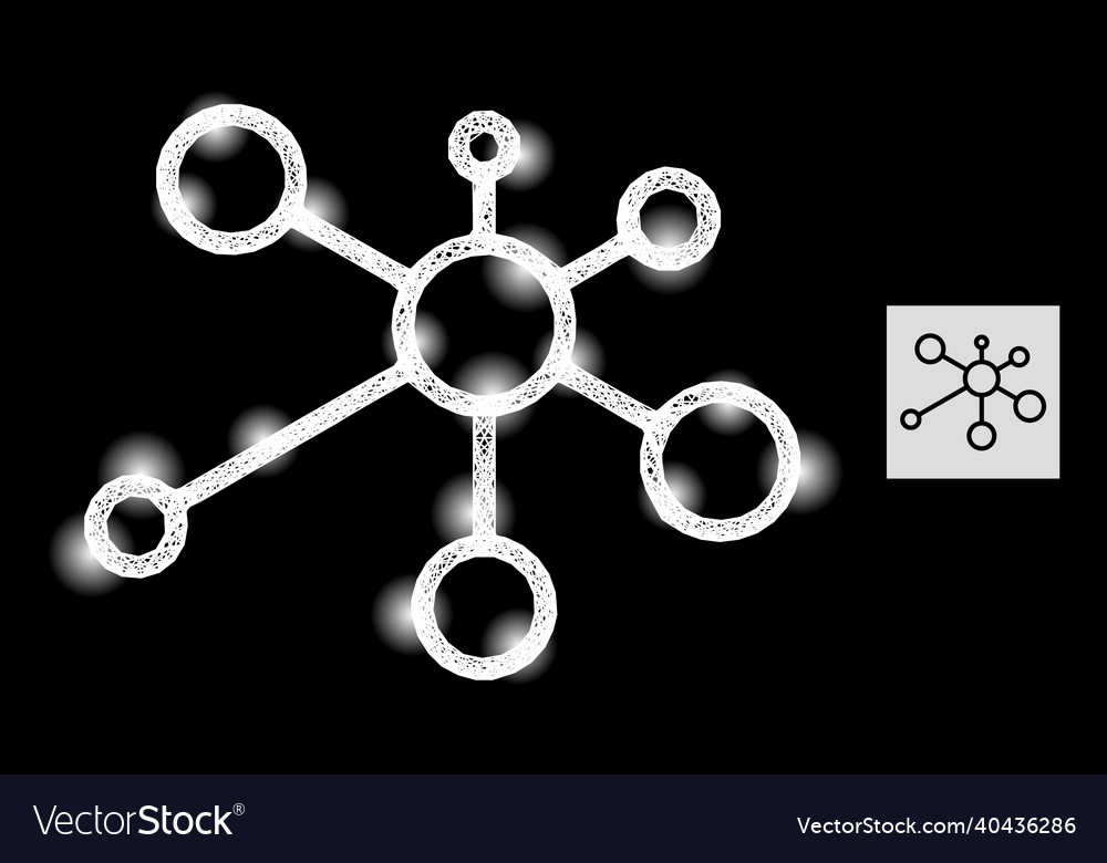 Majestic net mesh link nodes with glare spots vector image Majestic net mesh link nodes with glare spots