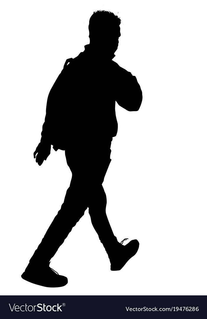 Man silhouette walking with backpack Royalty Free Vector