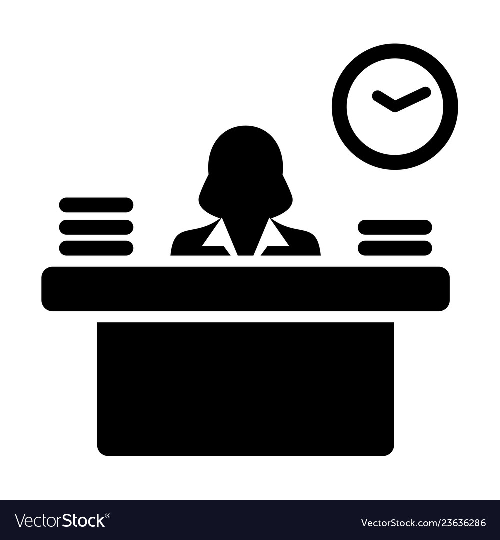 Office icon female person avatar symbol with desk