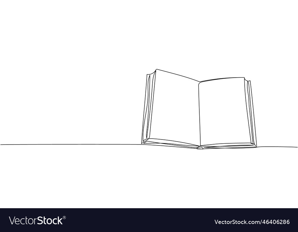 Open notepad textbook book on the table one line vector image Open notepad textbook book on the table one line
