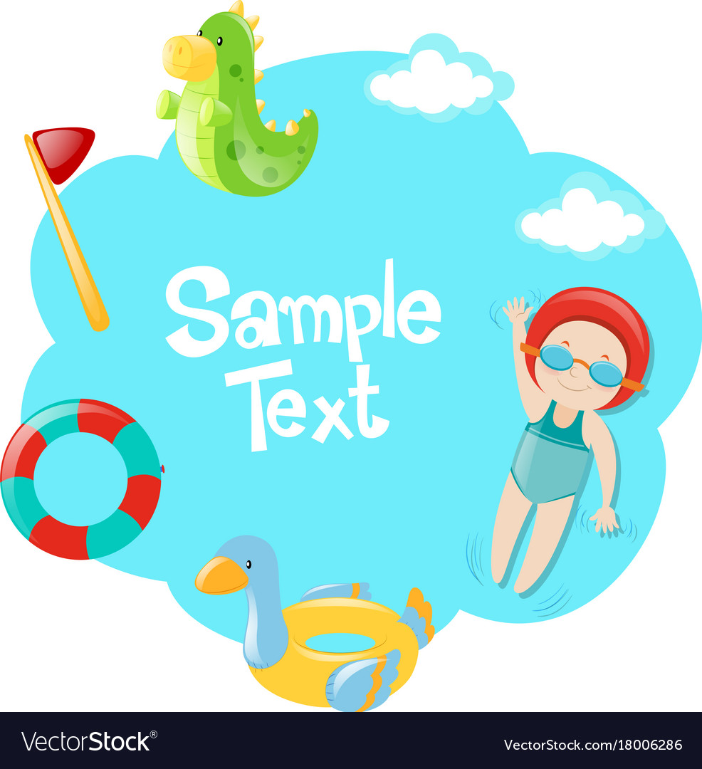 paper template with kid swimming royalty free vector image