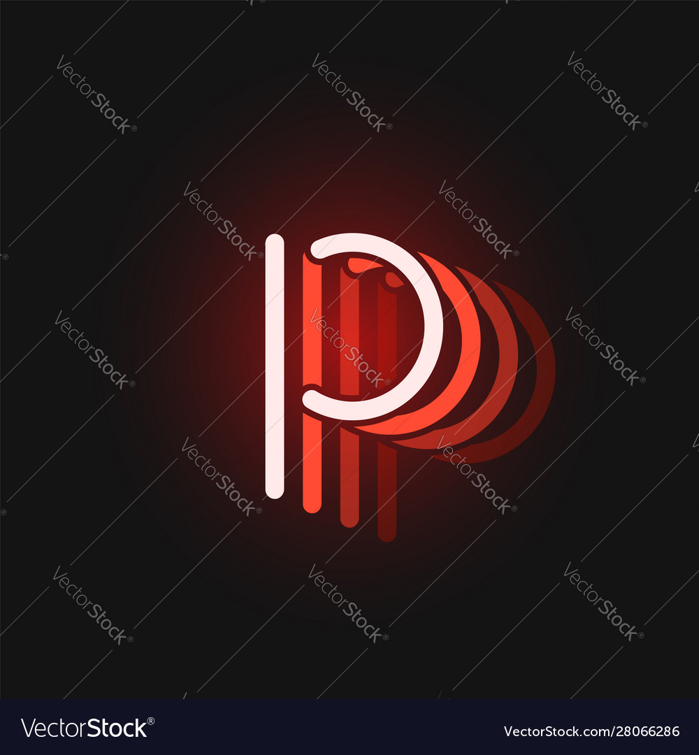 Red neon character font on black background vector image Red neon character font on black background