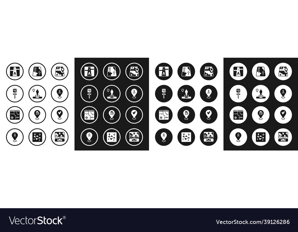 Set city map navigation location and monument Vector Image Set city map navigation location and monument