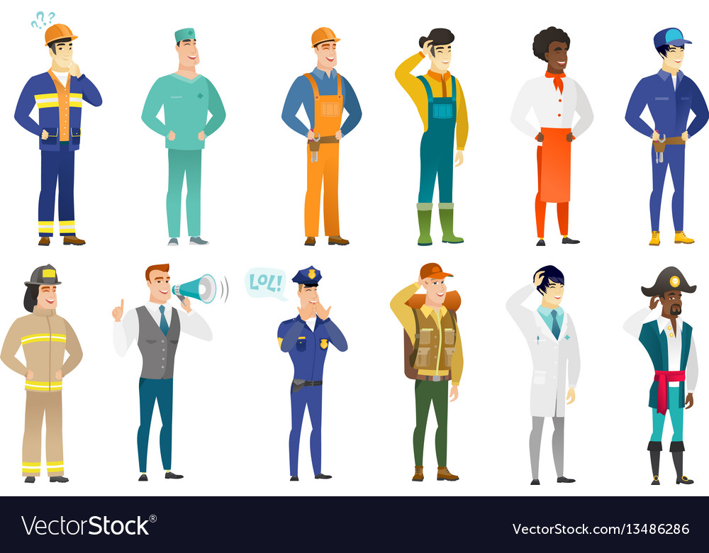 Set of professions characters vector image Set of professions characters