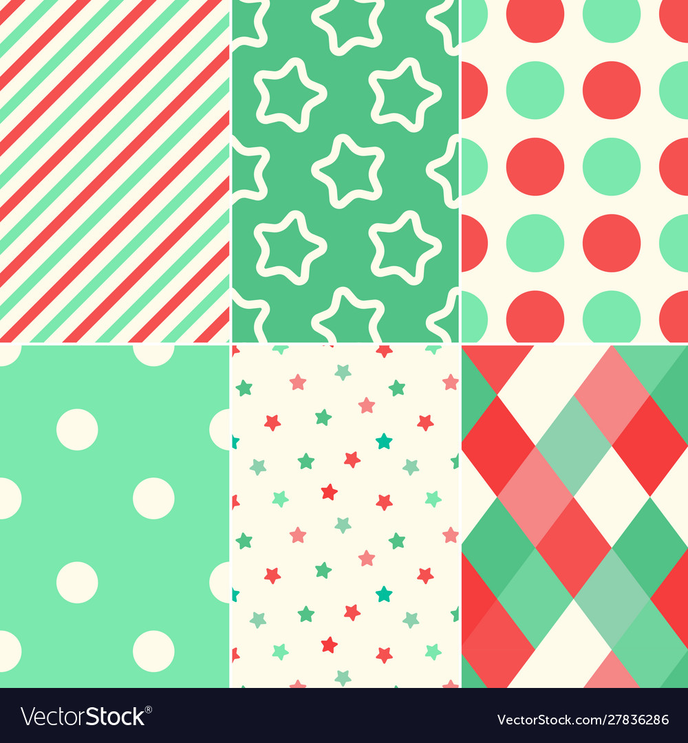 Set seamless geometry patterns in green mint vector image Set seamless geometry patterns in green mint