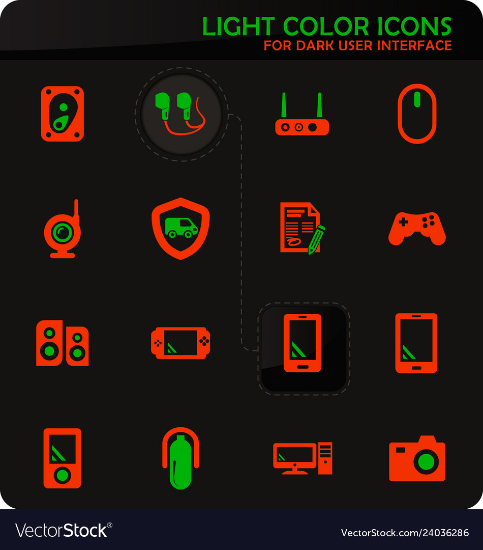 Supermarket electronic icons set