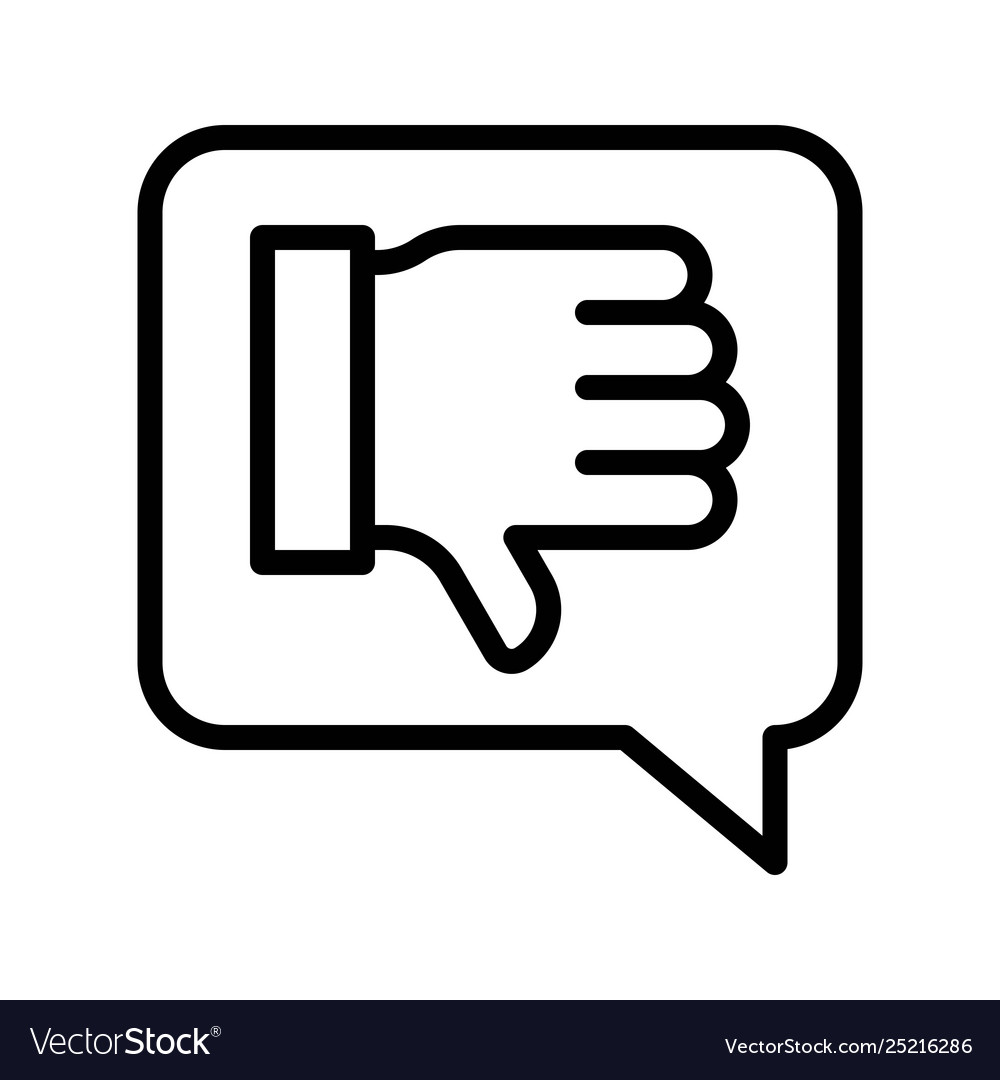 Thumb down in speech bubble social media line Vector Image