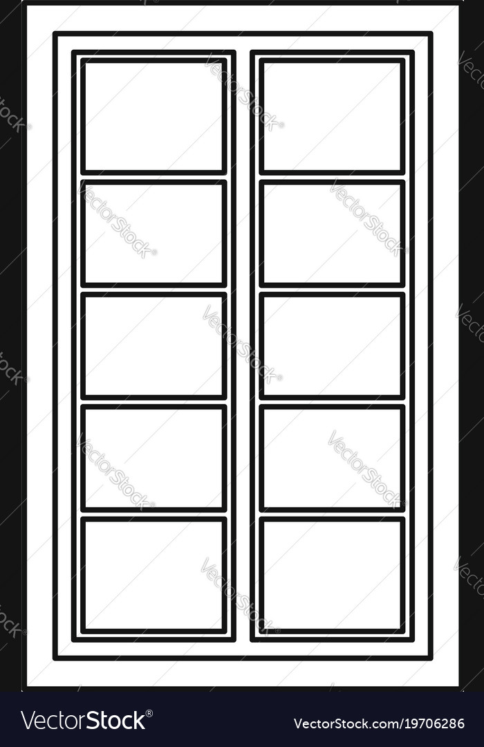 Wooden Latticed Window Icon Outline Royalty Free Vector