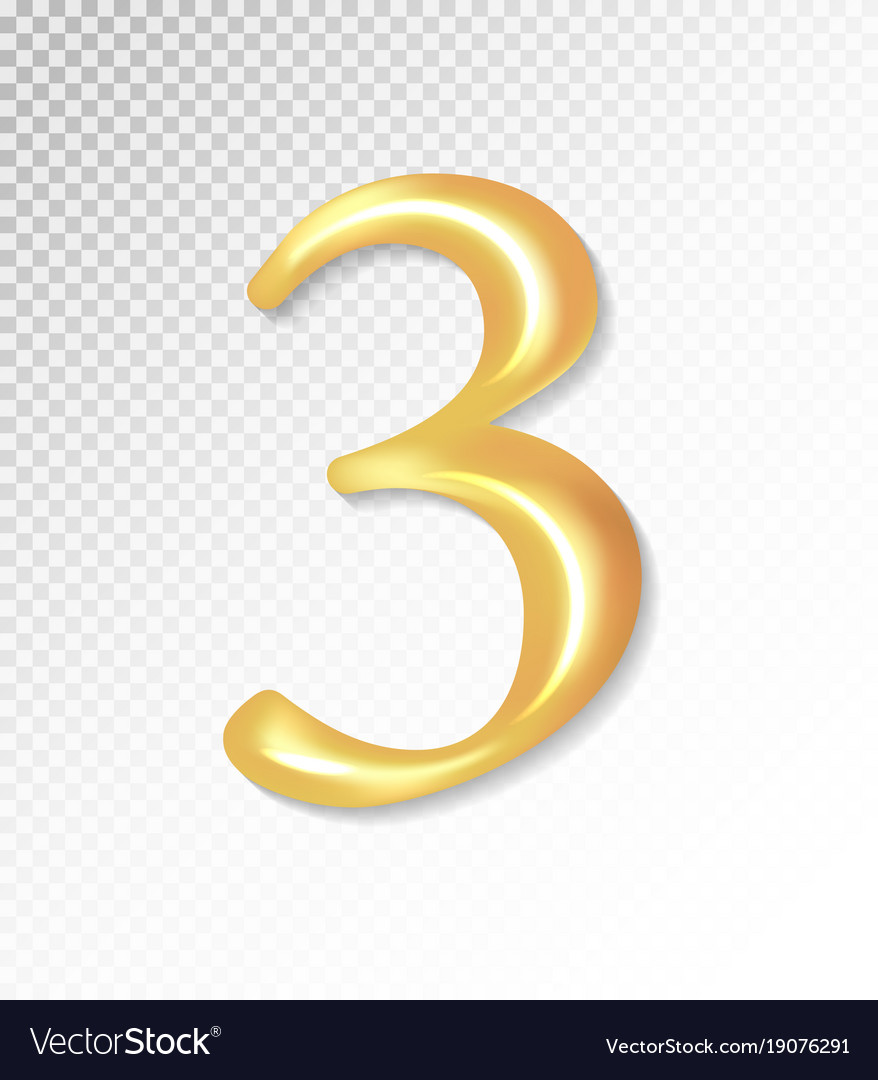 3d matt golden number collection - three 3