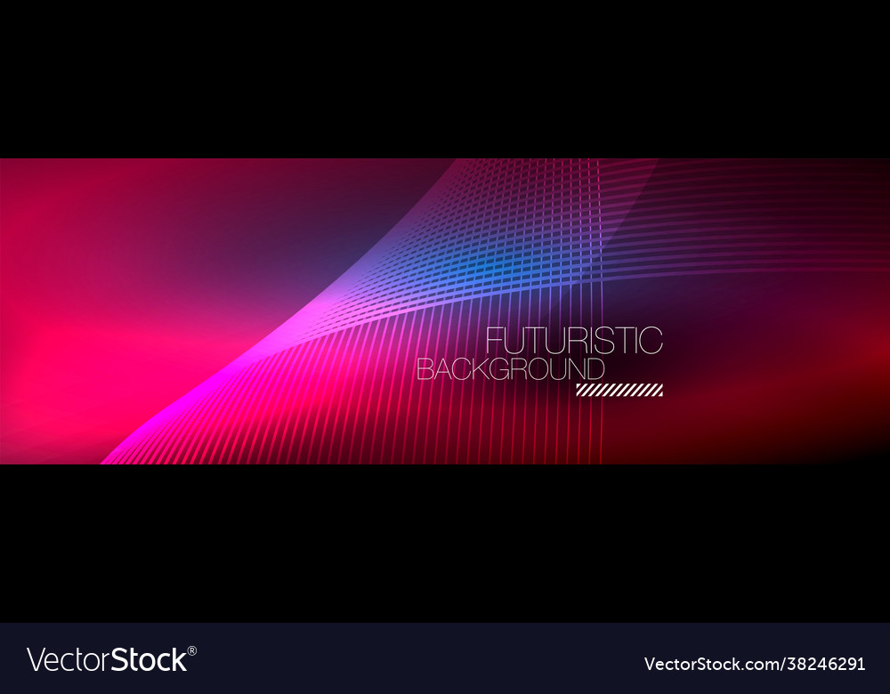 Abstract neon glowing light in dark with waves Vector Image