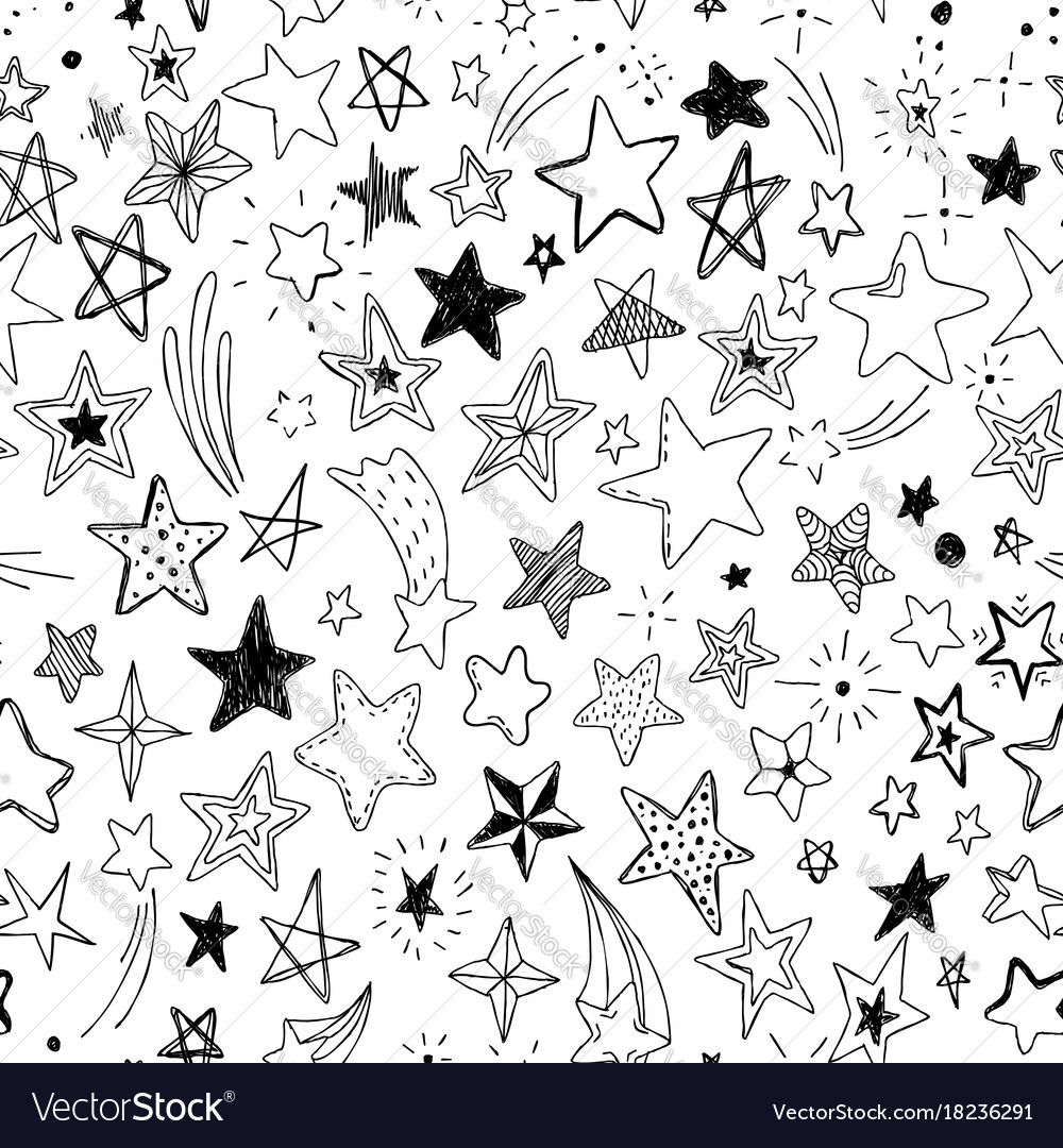 Beautiful seamless pattern hand drawn doodle stars