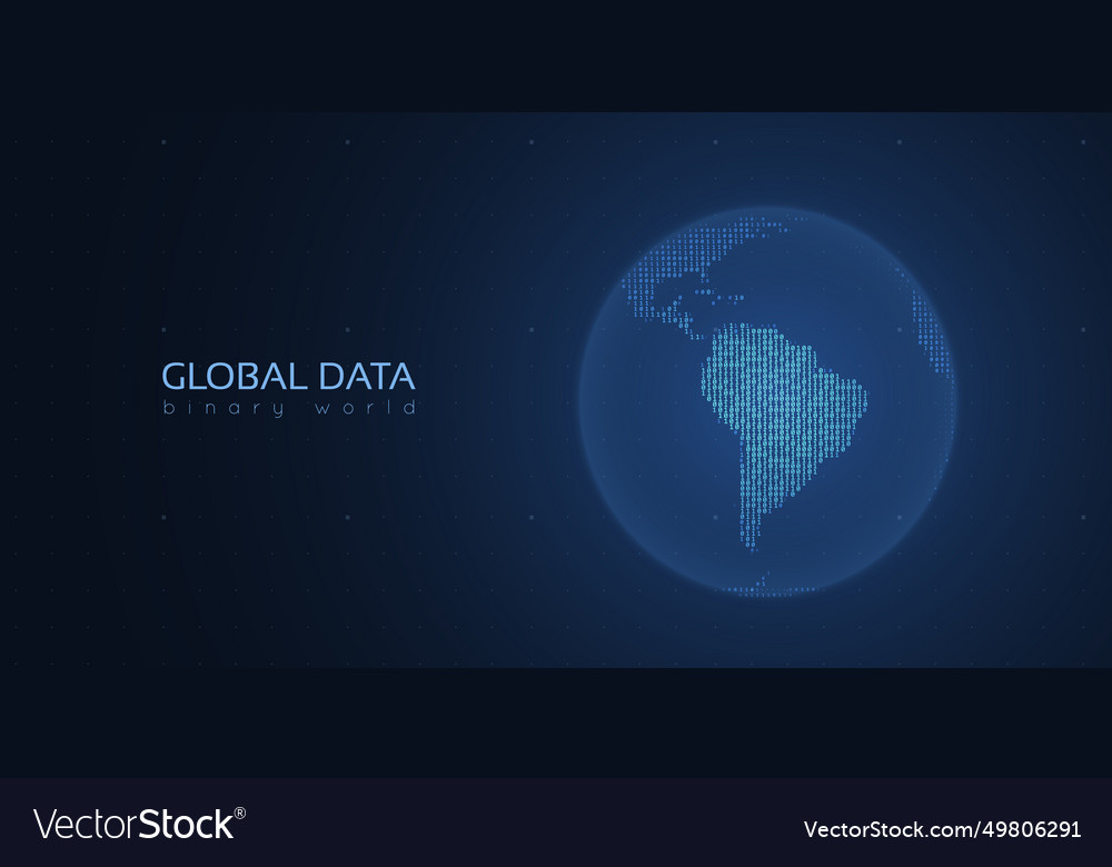 Binary planet earth big data global analytics Vector Image Binary planet earth big data global analytics