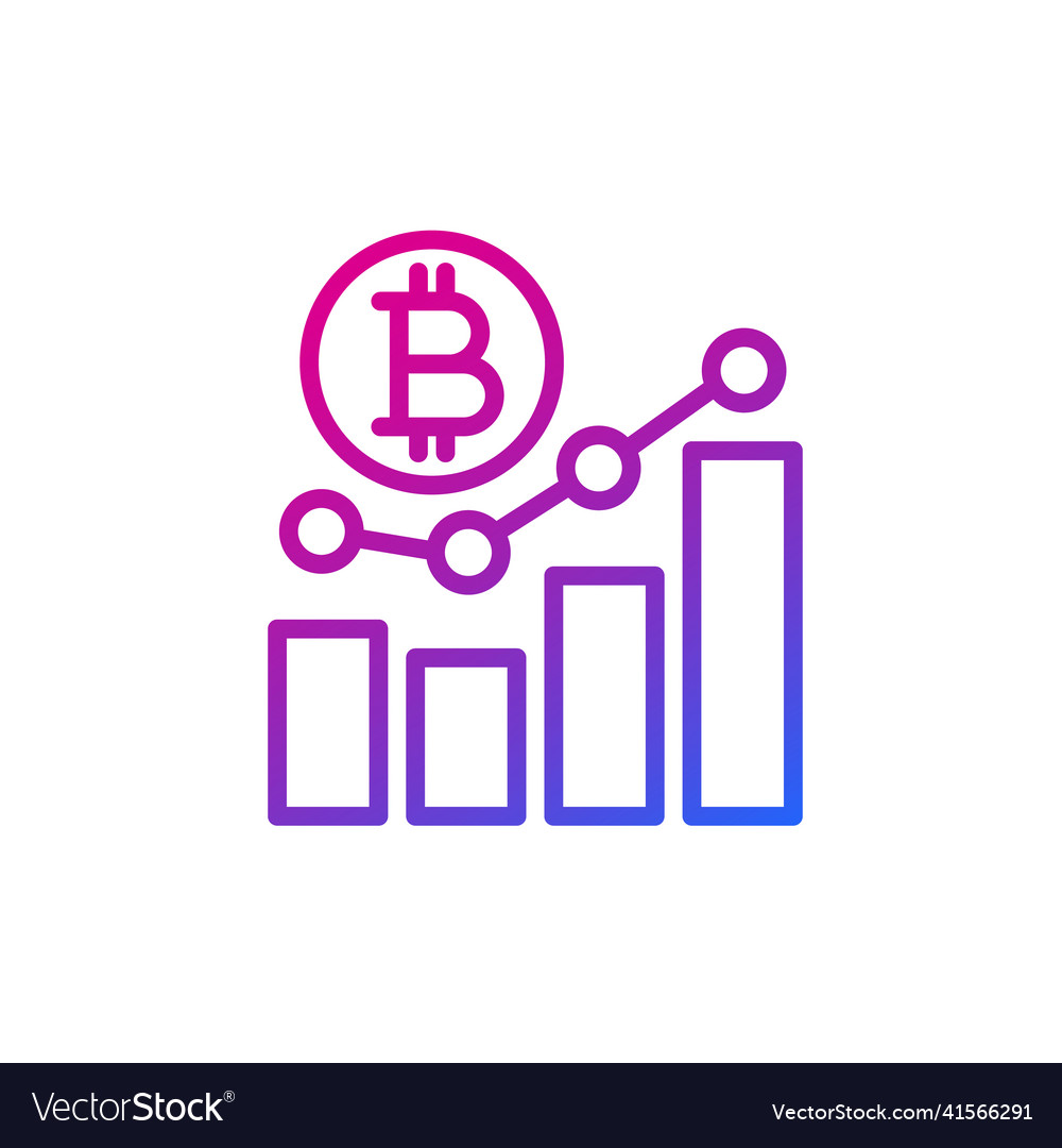 Bitcoin growing icon with chart line vector image Bitcoin growing icon with chart line