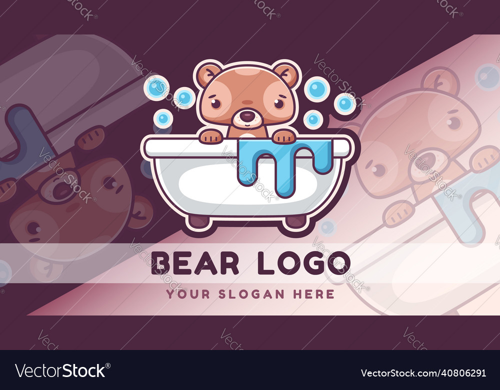 Cartoon character bear in bathroom logo