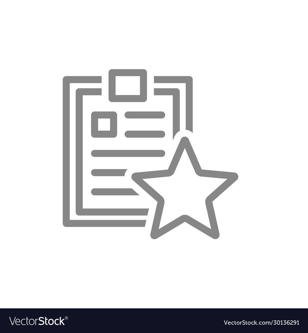 Clipboard with star line icon document rating