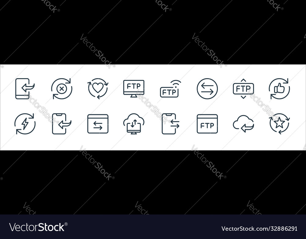Data transfer line icons linear set quality vector image Data transfer line icons linear set quality